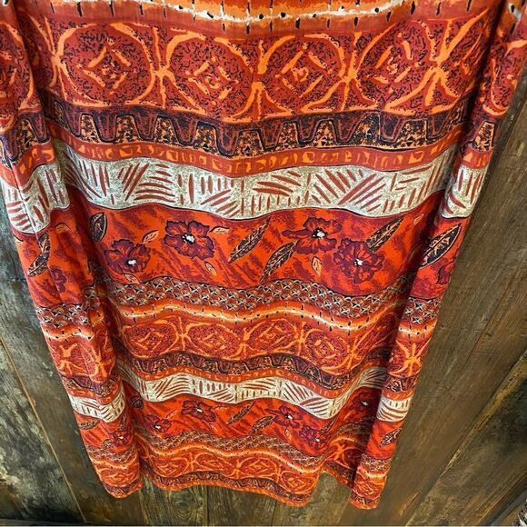 Willy’s New York Sz 10/12* Orange Rust Bali Tropical Sleeveless Vtg Tank Dress - Picture 8 of 8